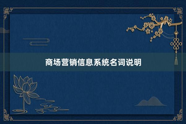 商场营销信息系统名词说明